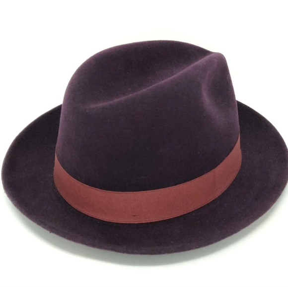 Dobbs Fifth Ave New York ANTIGUA Wool Men's Fedora Hat Burgundy Size: Small - Picture 3 of 14